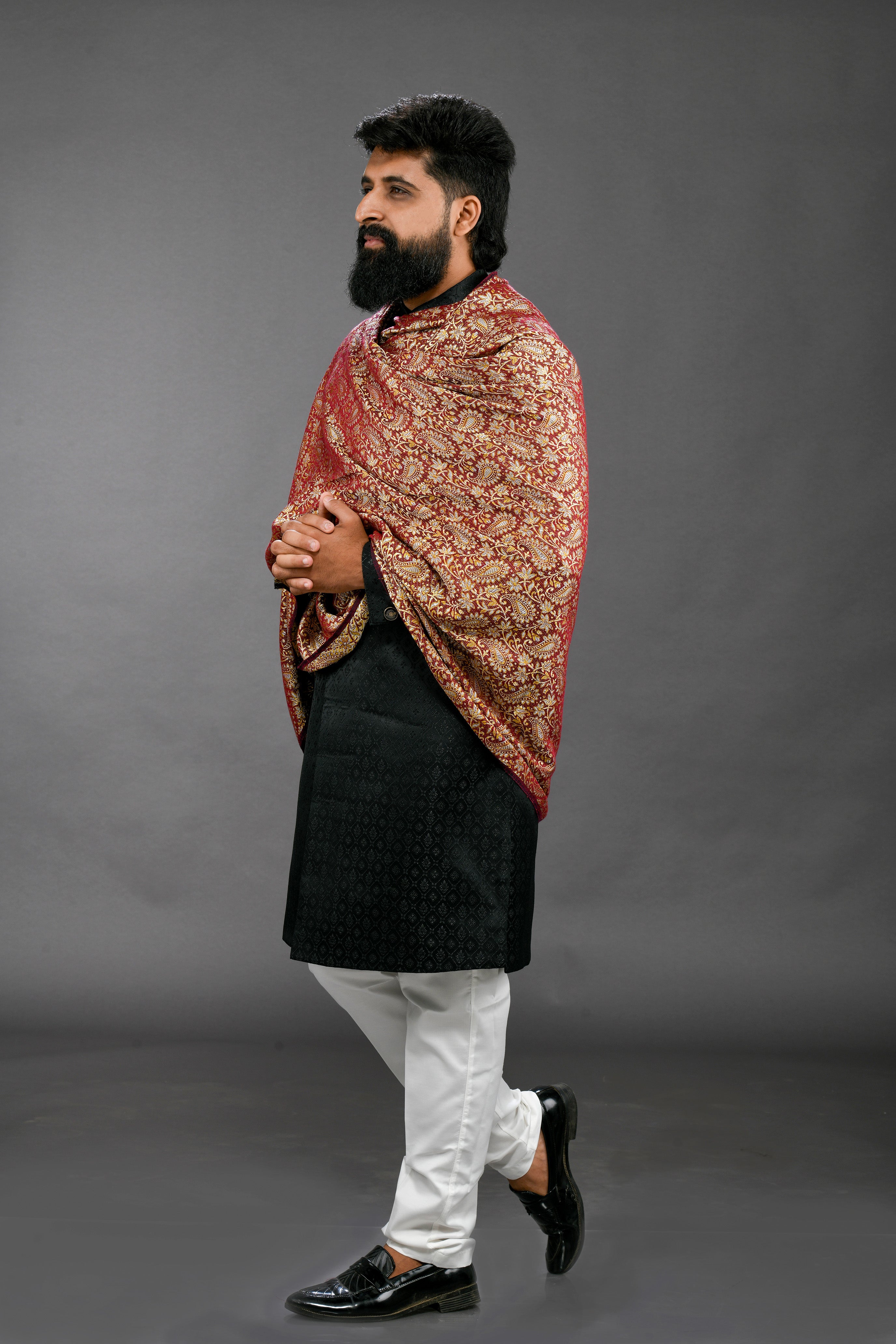 Himroo Shawl - The Burgundy Royale