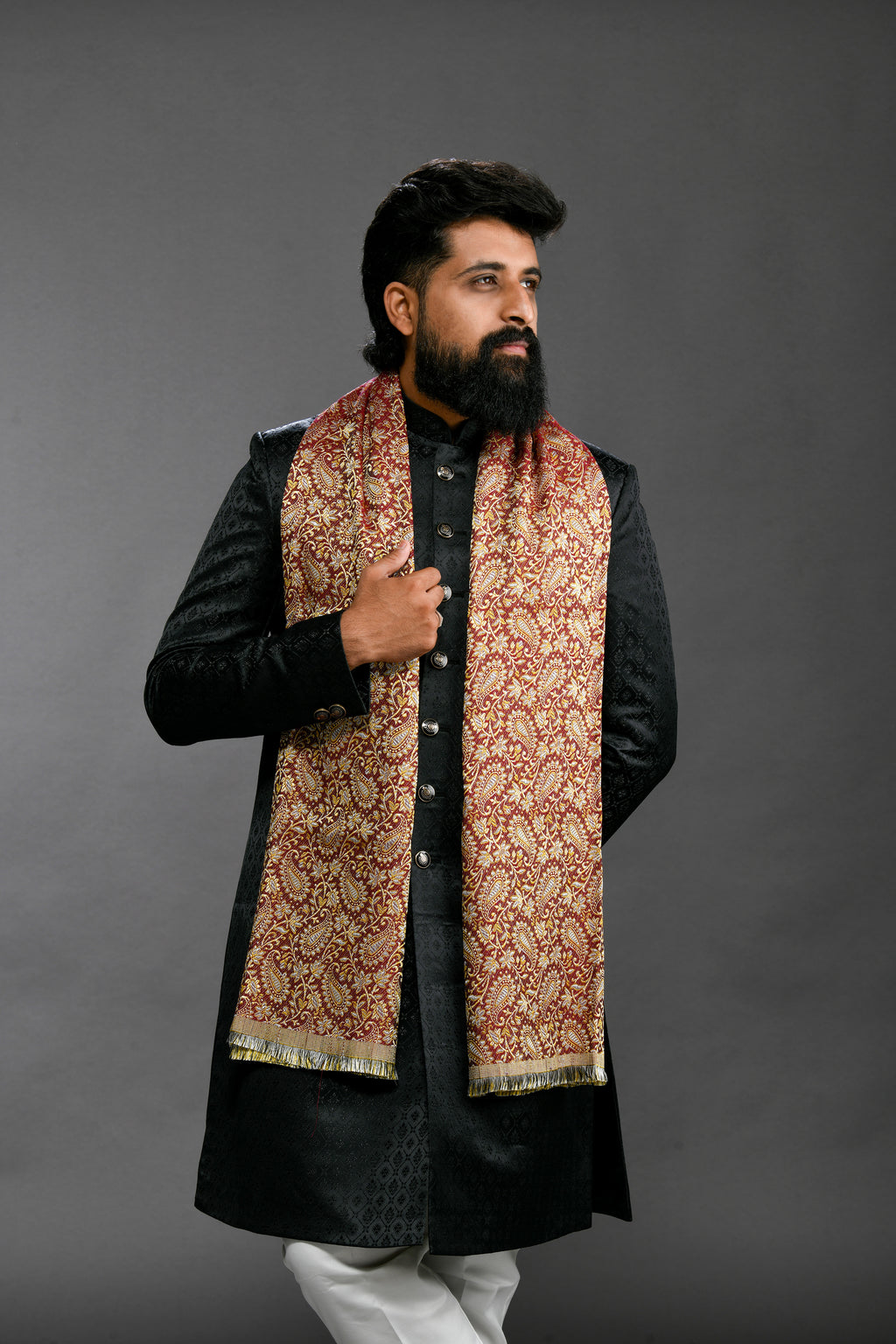 Himroo Shawl - The Burgundy Royale