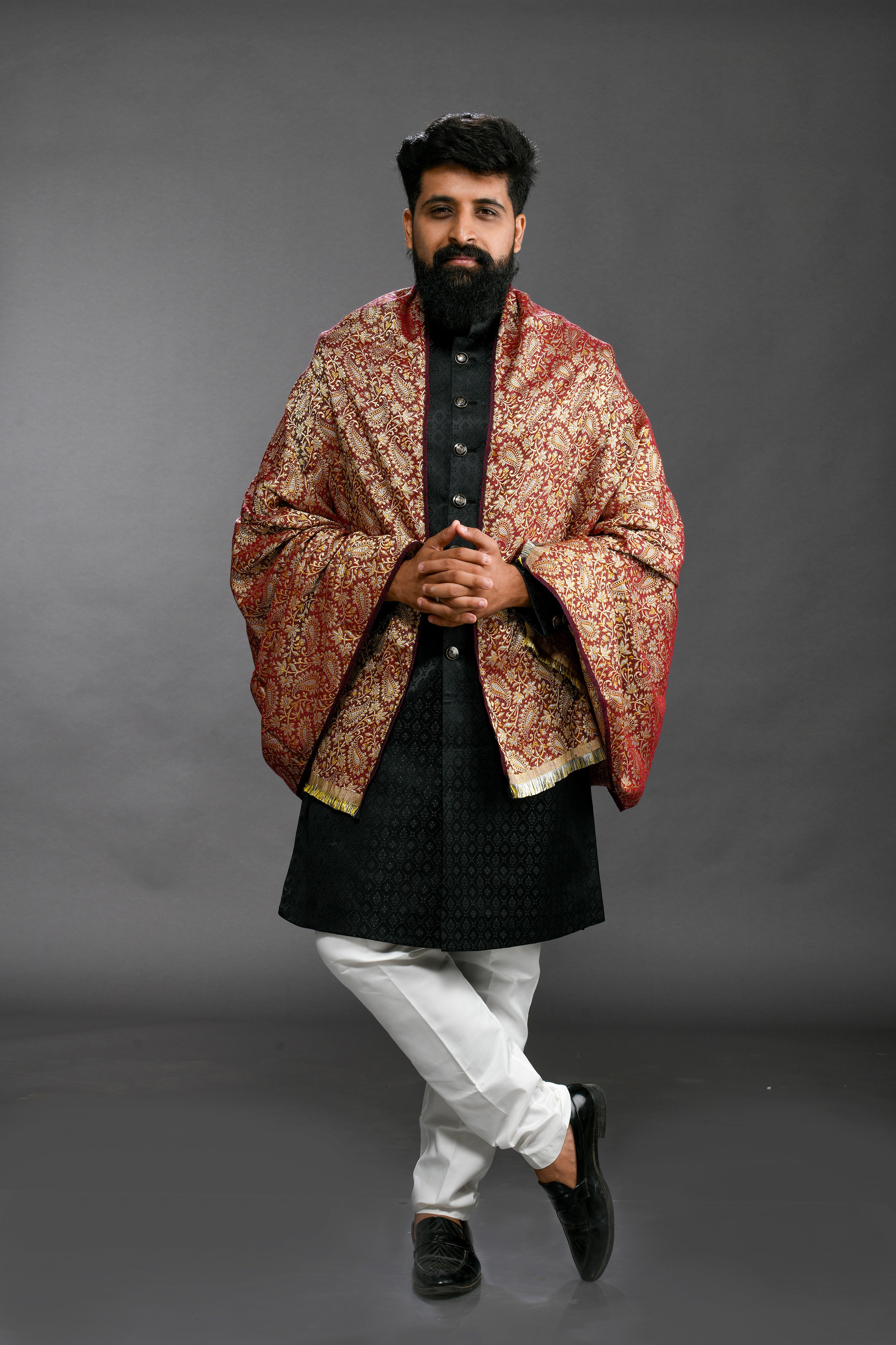 Himroo Shawl - The Burgundy Royale