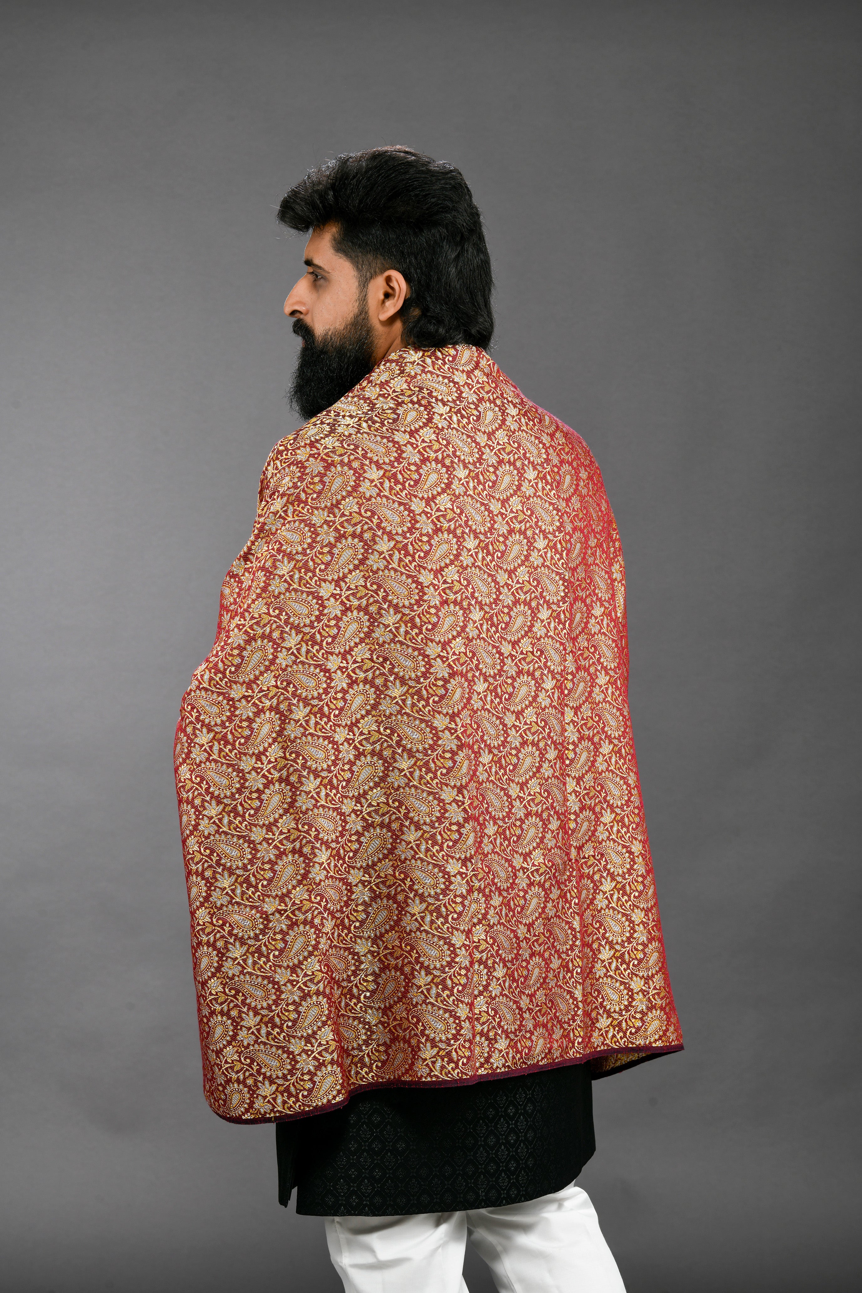 Himroo Shawl - The Burgundy Royale