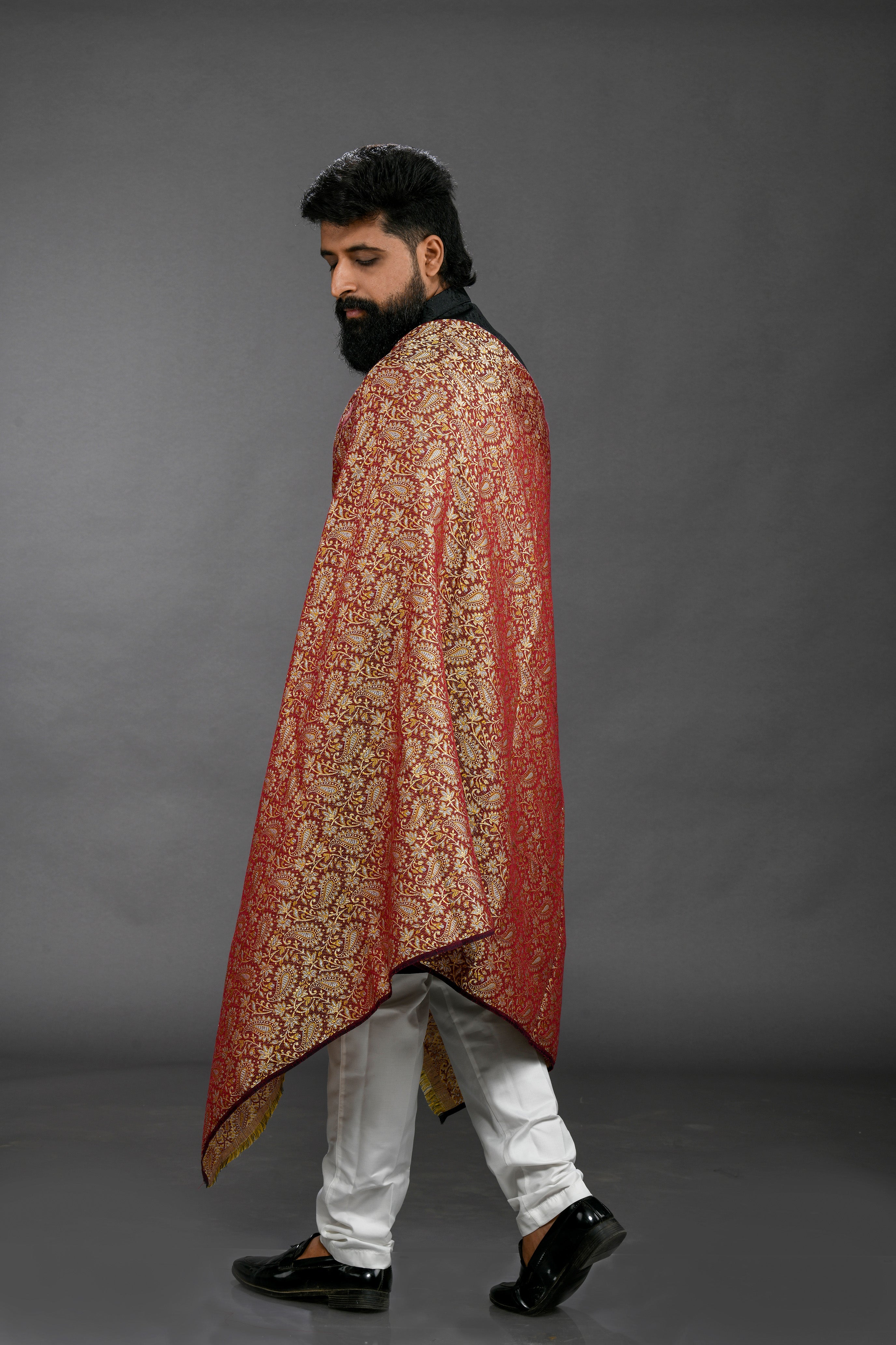 Himroo Shawl - The Burgundy Royale