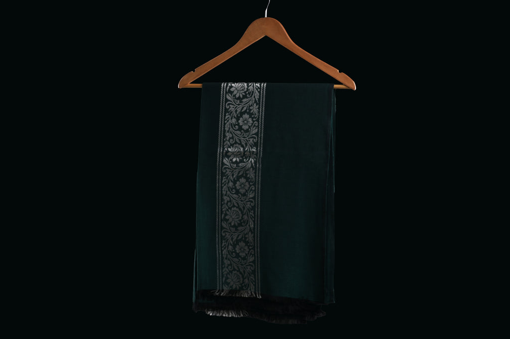 Himroo Novelty Dark Shawl - Th Emerald Aura