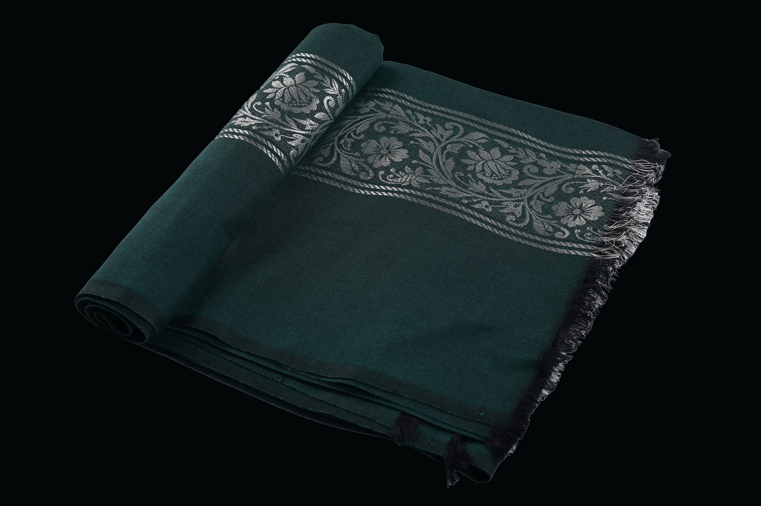 Himroo Novelty Dark Shawl - Th Emerald Aura