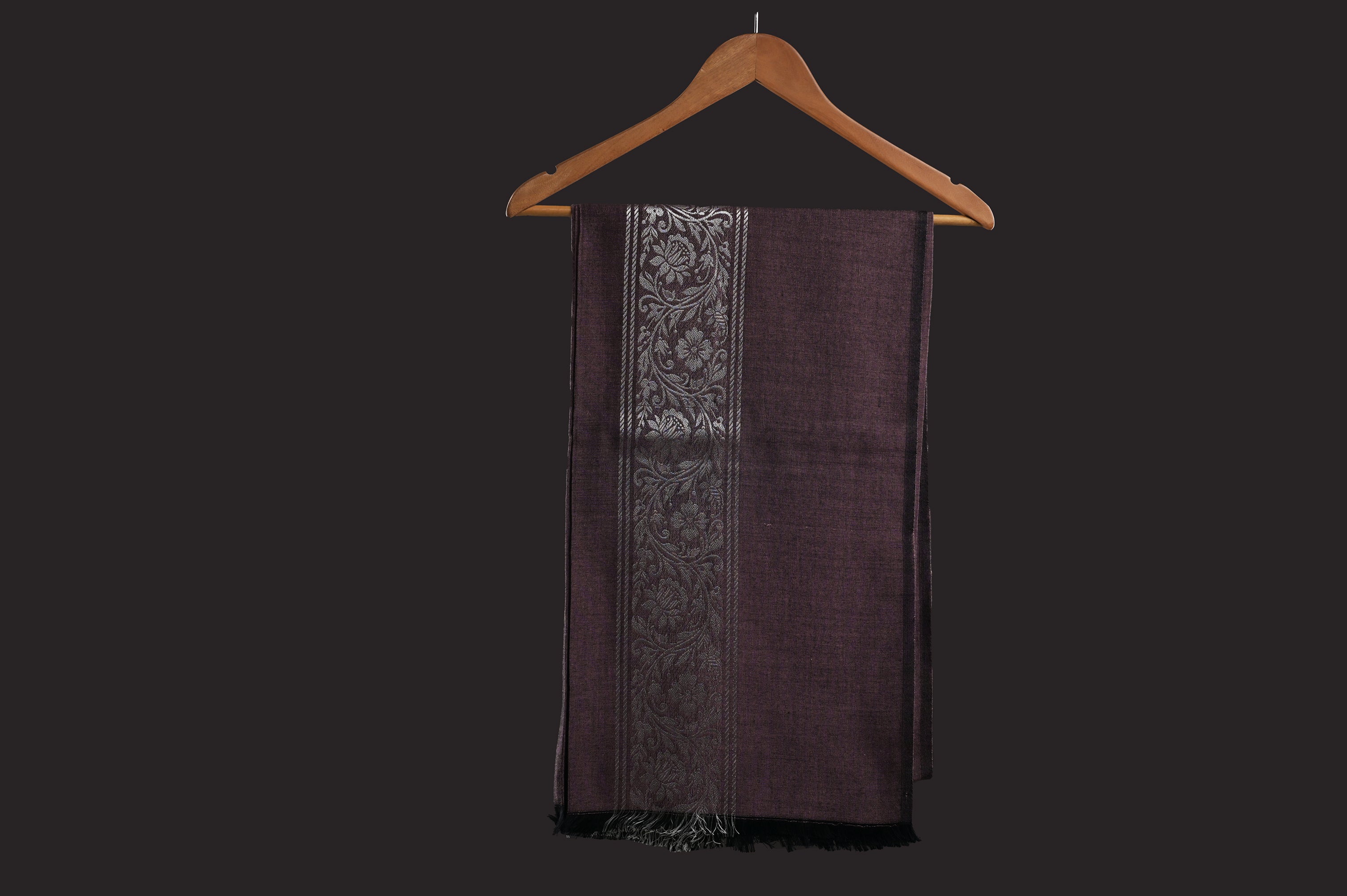 Himroo Novelty Dark Shawl - The Crimson Sheen