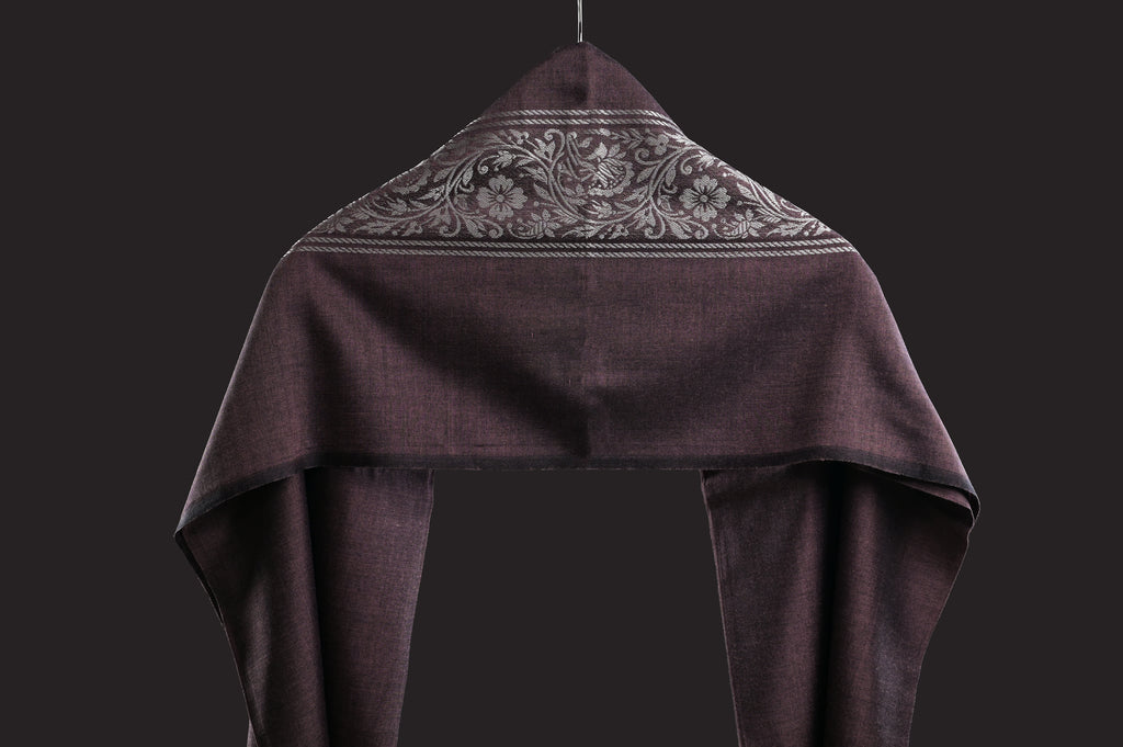 Himroo Novelty Dark Shawl - The Crimson Sheen