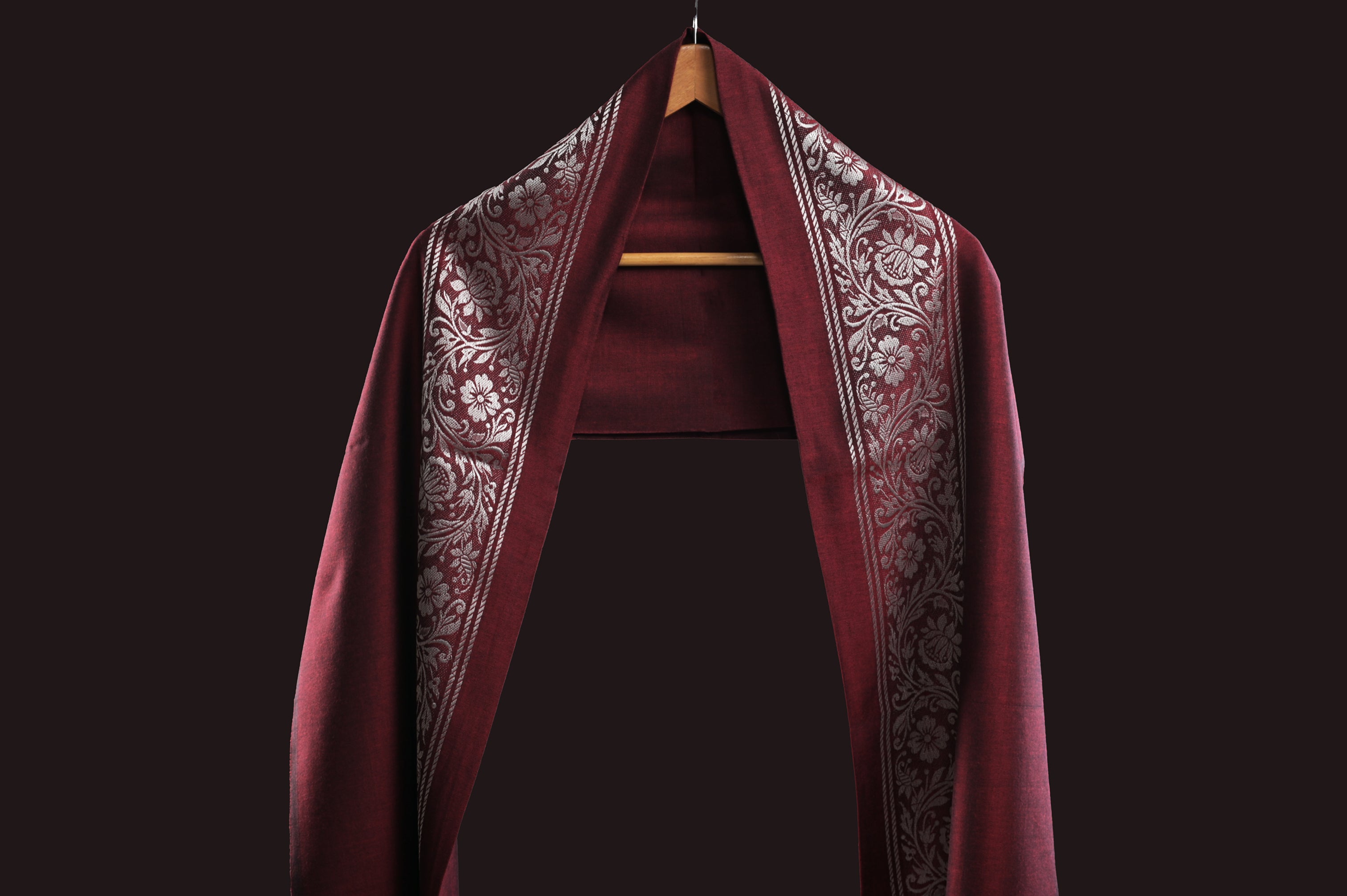 Himroo Novelty Dark Shawl - The Ruby Veil