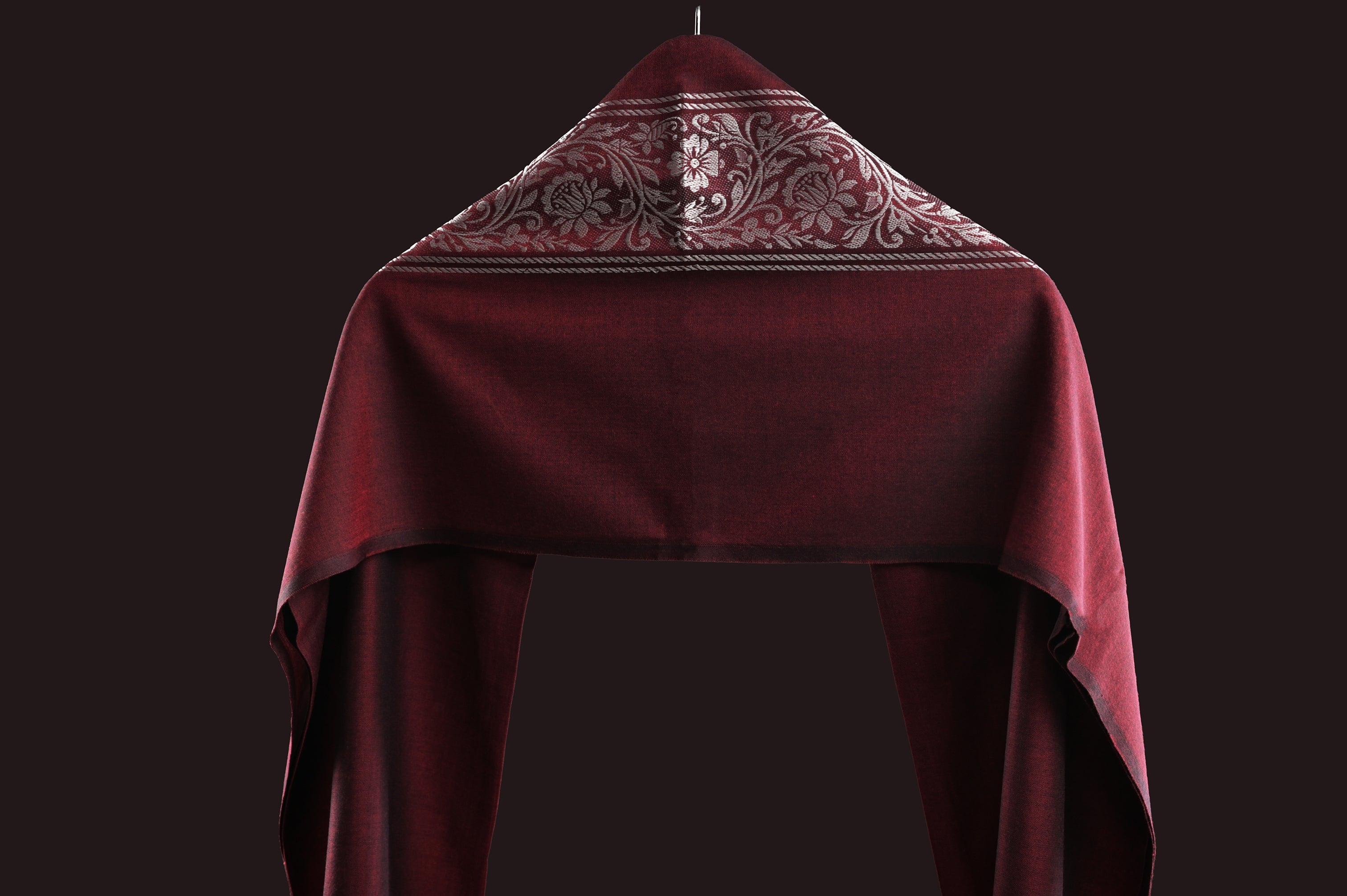 Himroo Novelty Dark Shawl - The Ruby Veil