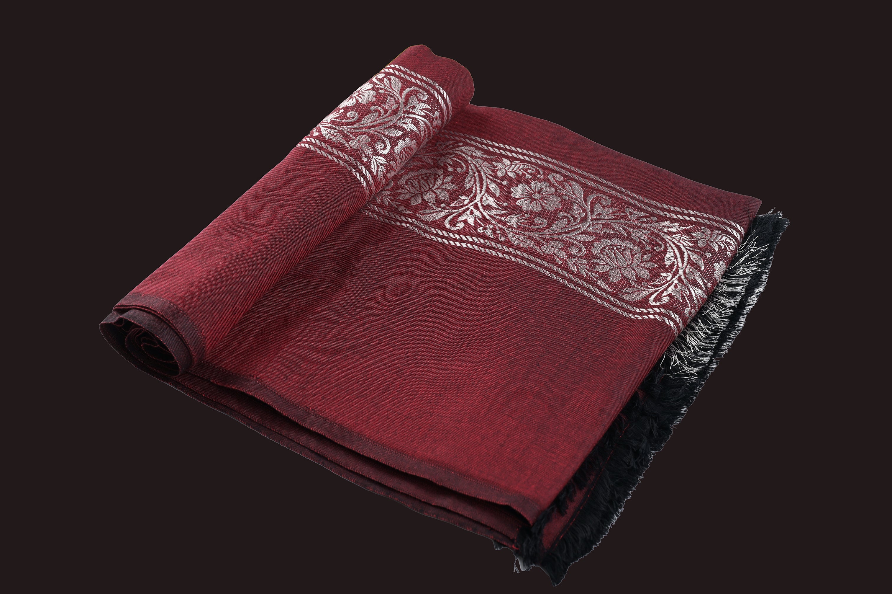 Himroo Novelty Dark Shawl - The Ruby Veil