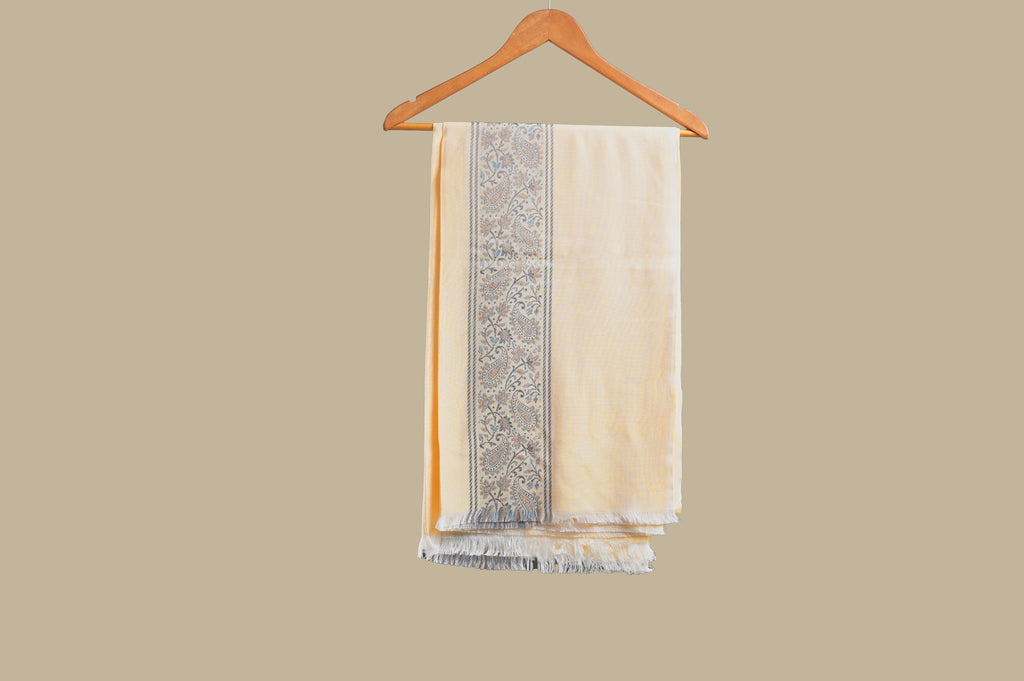 Himroo Novelty Light Shawl - The Cream Dusk