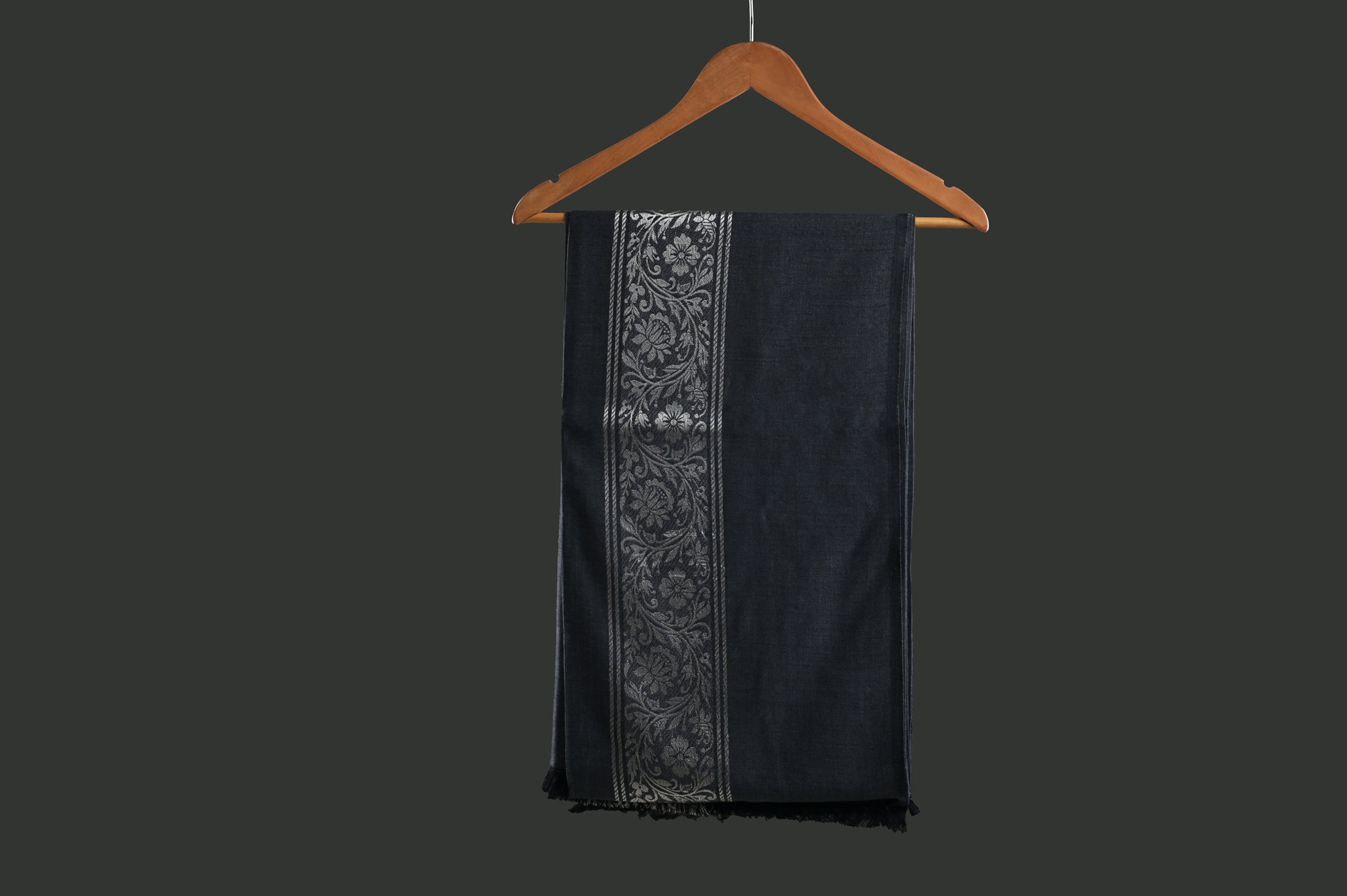 Himroo Novelty Dark Shawl - The Silver Ash