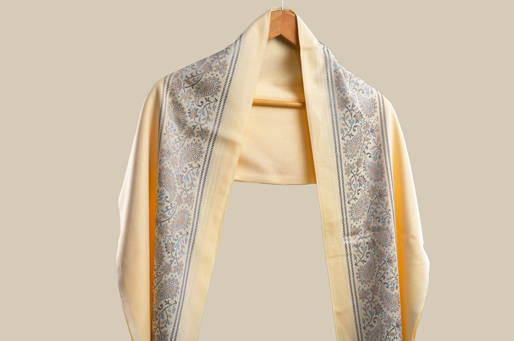 Himroo Novelty Light Shawl - The Cream Dusk