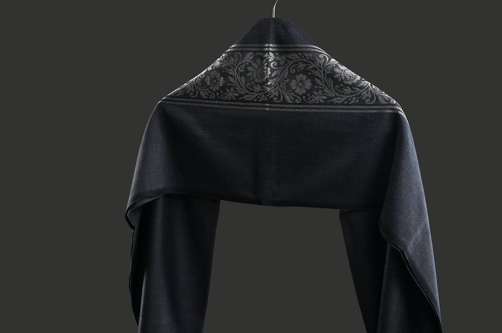 Himroo Novelty Dark Shawl - The Silver Ash