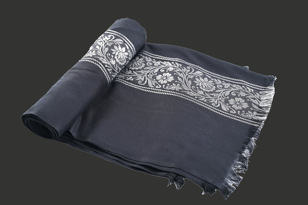 Himroo Novelty Dark Shawl - The Silver Ash