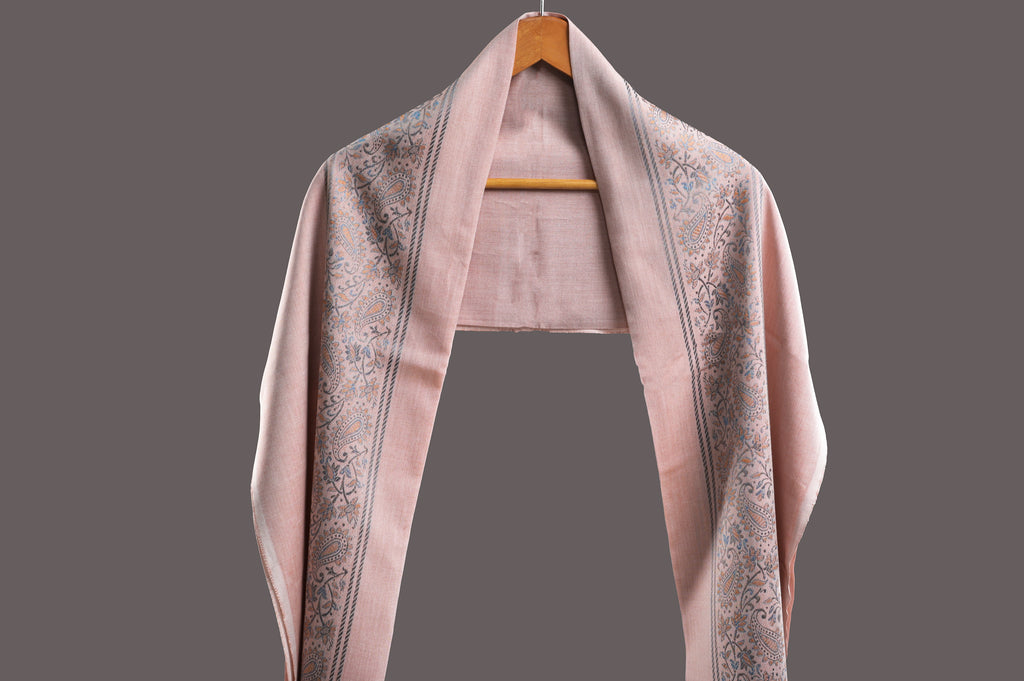 Himroo Novelty Light Shawl - The Peach Dew