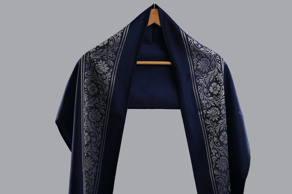Himroo Novelty Dark Shawl - The Midnight Royal