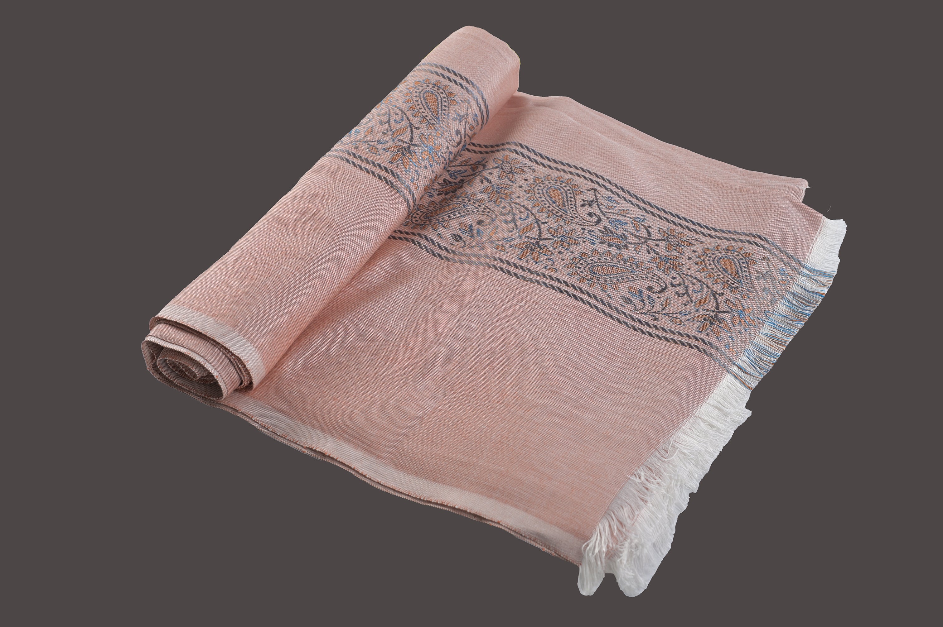 Himroo Novelty Light Shawl - The Peach Dew