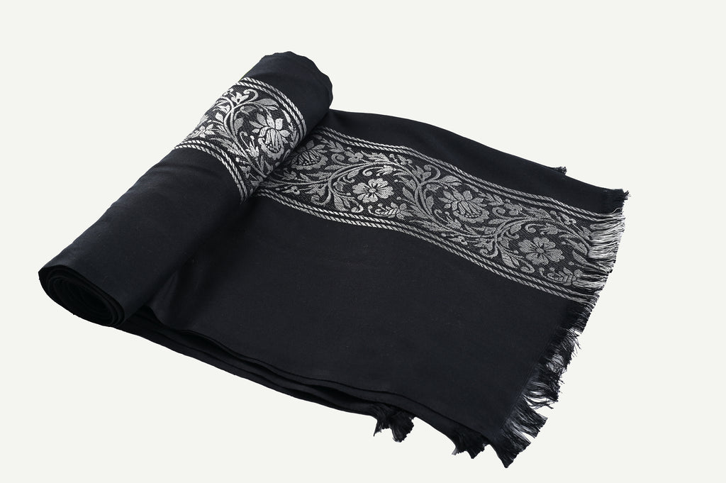 Himroo Novelty Dark Shawl - The Obsidian Charm