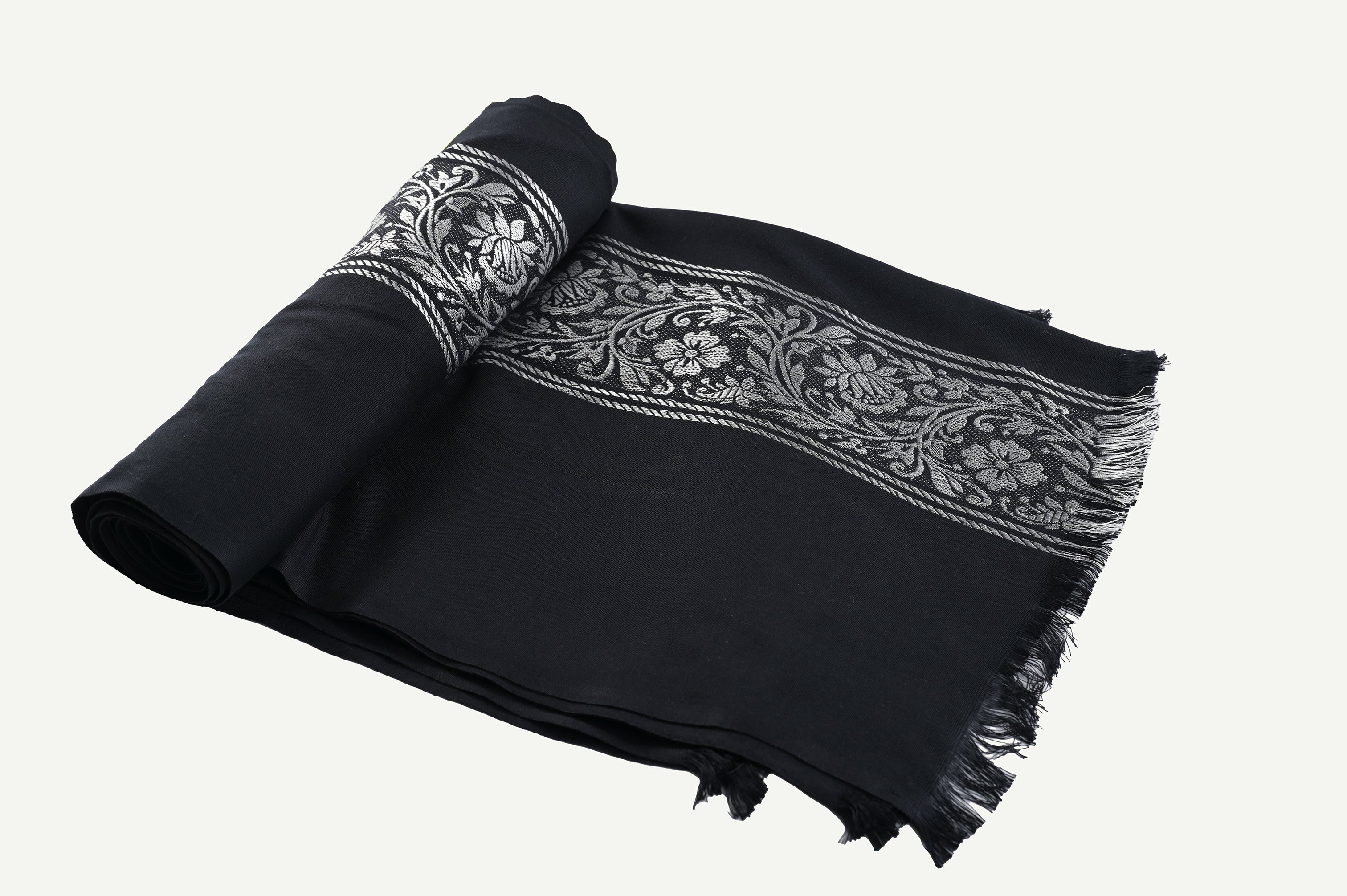 Himroo Novelty Dark Shawl - The Obsidian Charm