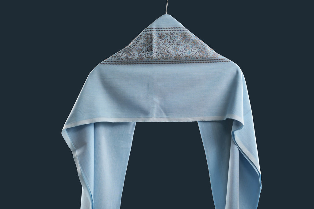 Himroo Novelty Light Shawl - The Blue Mirage