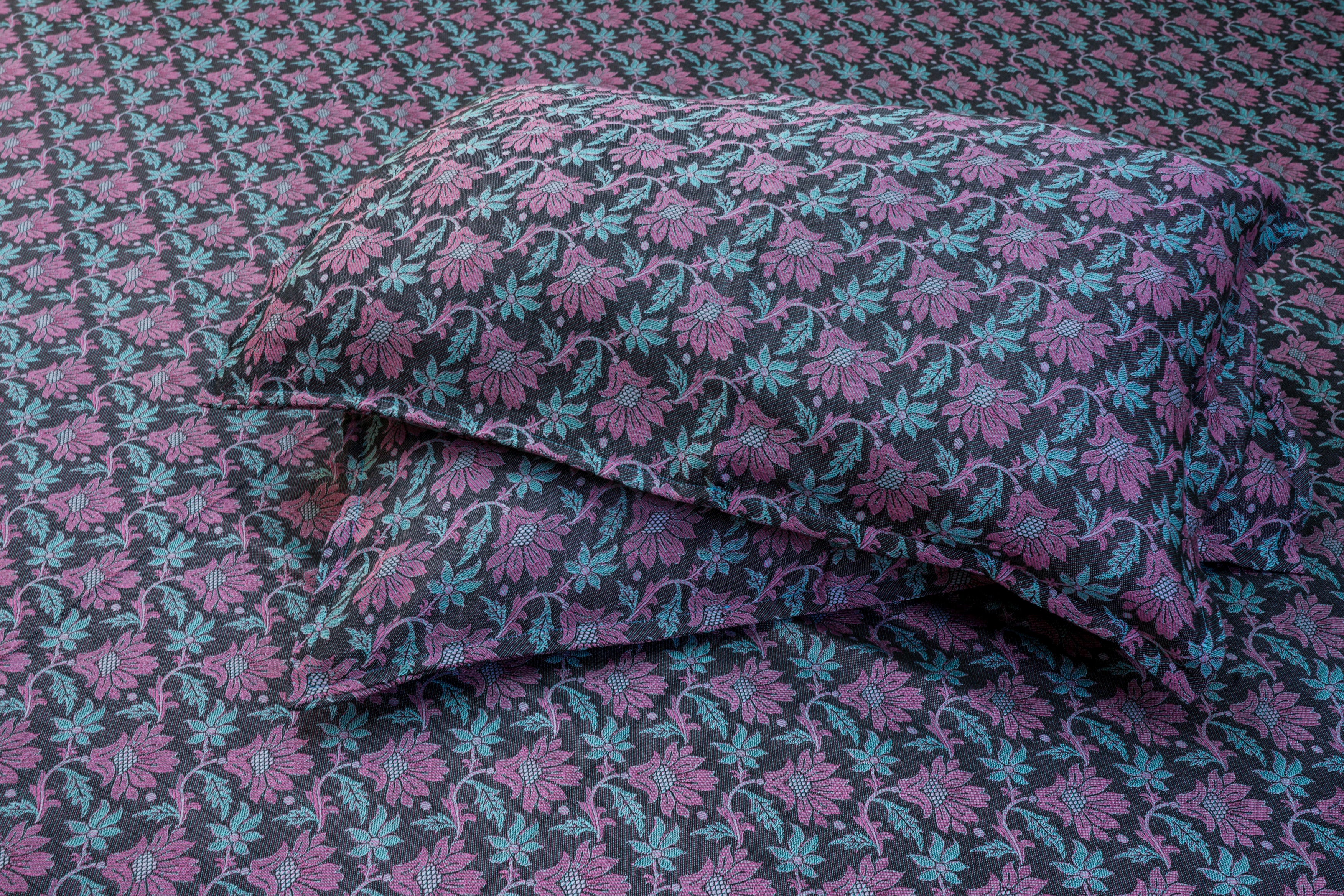 Himroo Galaxy Bedsheet - The Midnight Bloom