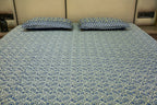 Himroo Mishroo bedsheet - The Azure Harmony