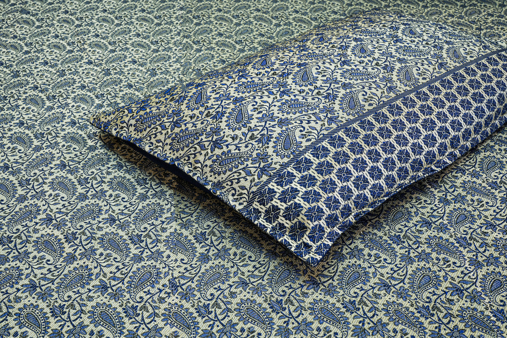 Himroo Mishroo bedsheet - The Azure Harmony