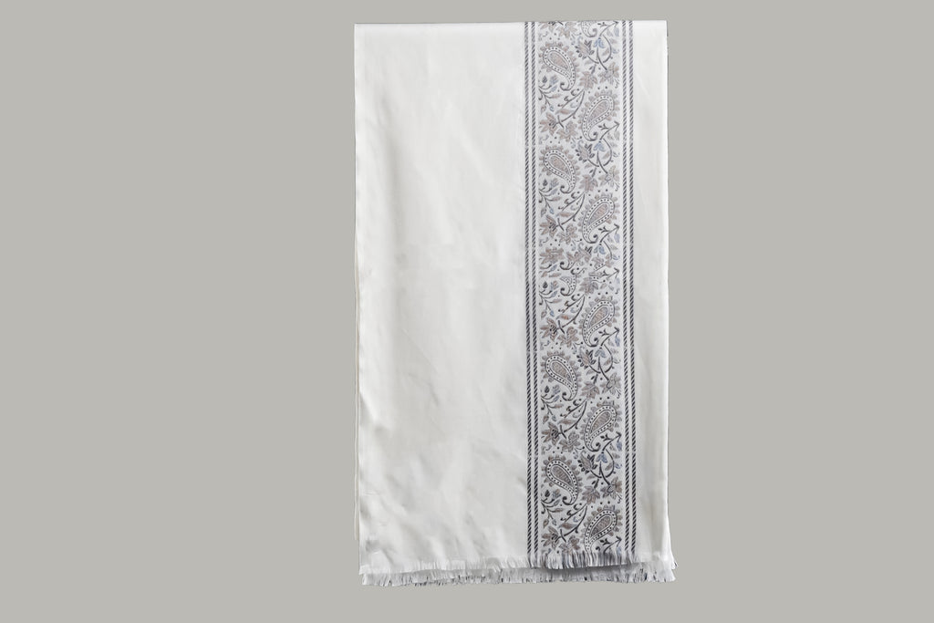 Himroo Novelty Light Shawl - The Ivory Whisper