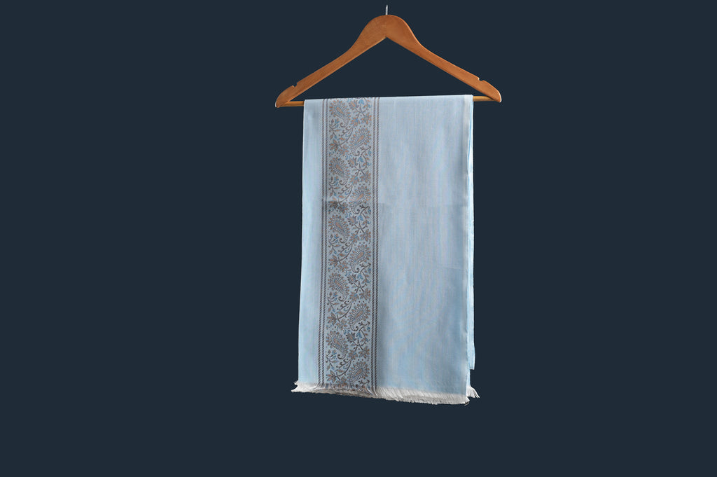 Himroo Novelty Light Shawl - The Blue Mirage