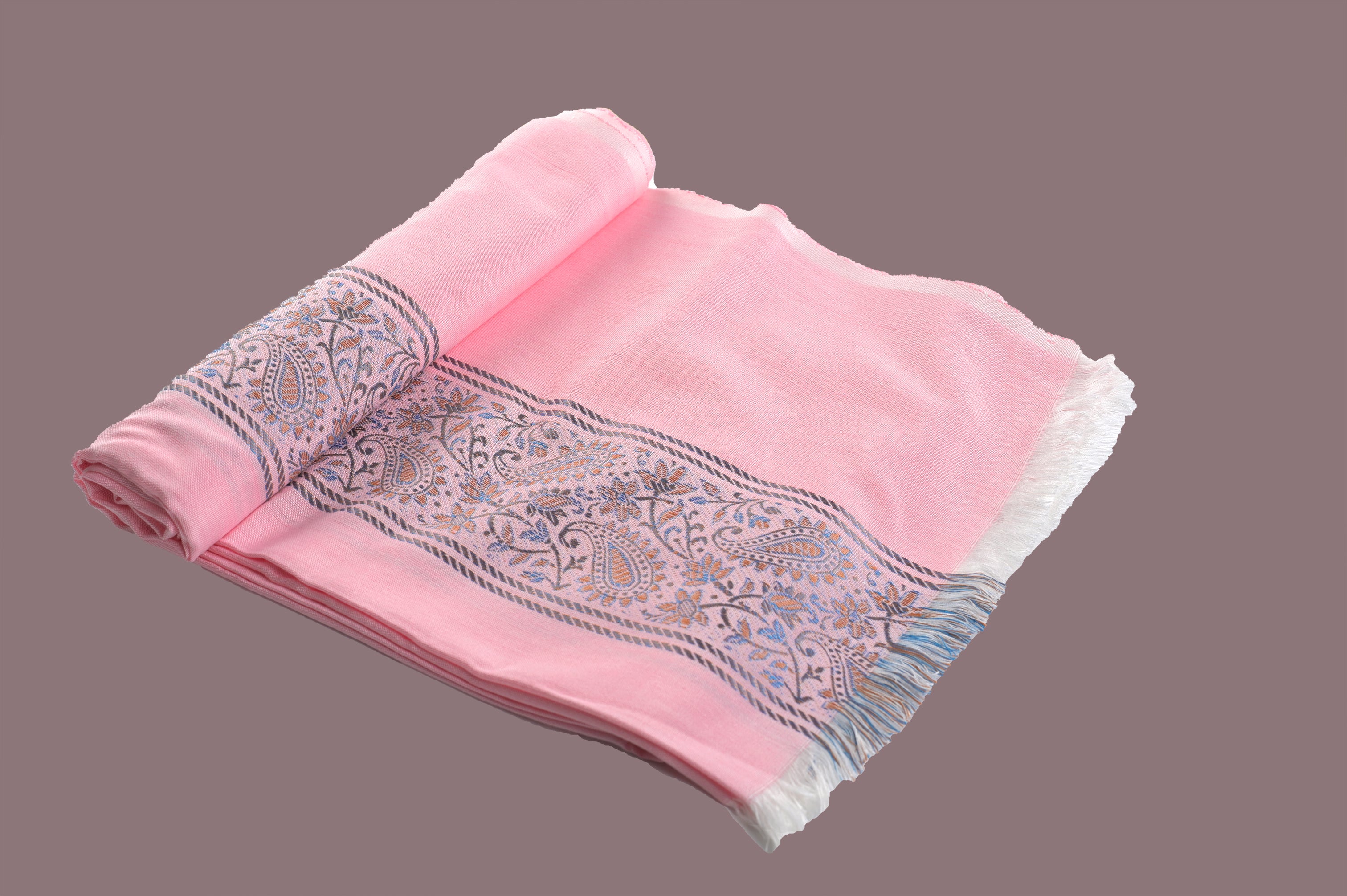 Himroo Novelty Light Shawl - The Rose Sand